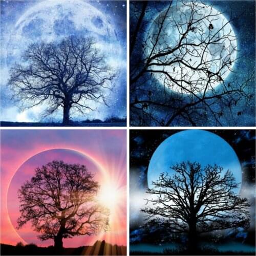 EverShine Diamond Embroidery Full Square Tree Cross Stitch 5D DIY Diamond Painting Landscape Mosaic Rhinestones Art Wall Decor