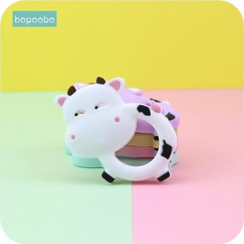 Bopoobo Baby Nursing Accessories Silicone Cows DIY Nursing Jewelry Sensory Chewing Toy Teething Accessories Baby Teether