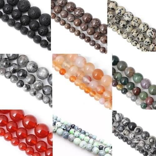 Natural Mix Gem Volcanic Stone Agates Beads Lave Amethysts Lapis Lazuli Round Loose Beads For Bracelet Jewelry Making 4-12mm Diy
