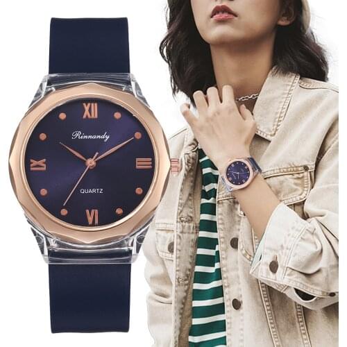Luxury Roman Simple Creative Plastic Alloy Dial Watches Women Fashion Quartz Silicone Wristwatches Elegant Ladies Female Watch
