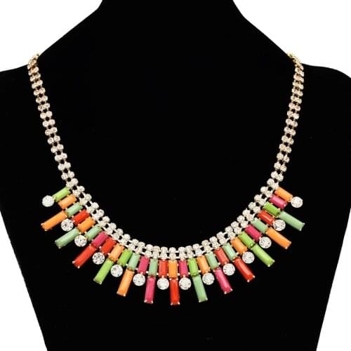 Bohemian Rhinestone Acrylic Beads Choker Necklaces for Women Bib Statement Necklace collier femme Wedding Party Jewelry Gift