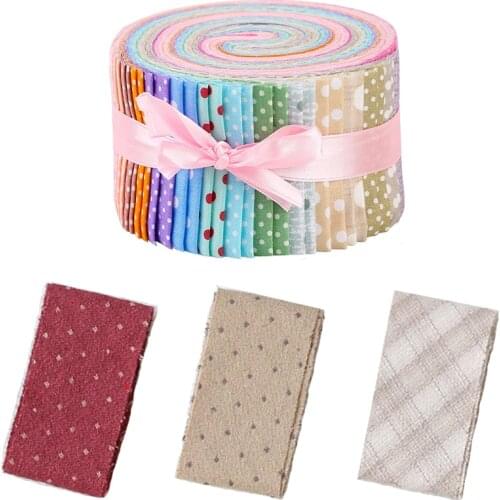 Dailylike 43 Pcs Cotton Fabric Quilting Strips Jelly Roll With Different Patterns Sewing Cotton Assorted Fabric Long Cotton Tape