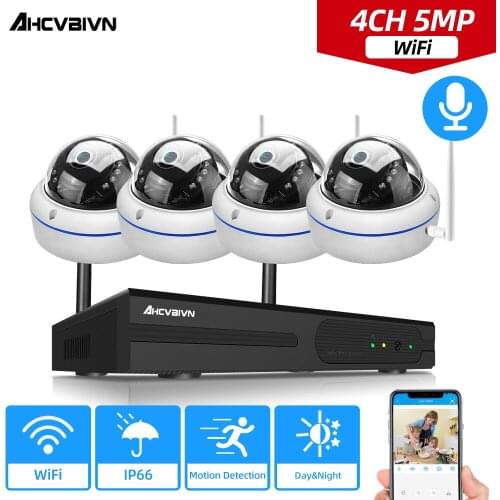 Home 4CH 5MP CCTV Wireless System NVR Kit Outdoor P2P Waterproof Wifi IP Security Camera Set Video Surveillance Kit Night Vision