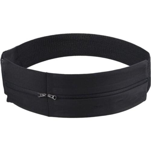 Elastic Waistband Sport Bag Double Zipper Pocket Waist Bag Running Gym Yoga Waist Belt Pack Mobile Phone Wrist Wallet