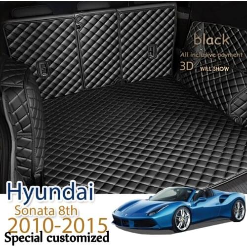 Custom Leather Car Trunk Mats For Hyundai Sonata 8th 2010 -2015 Rear Trunk Floor Mat Tray Carpet Mud