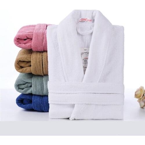 100% Cotton Toweling Terry Robe Unisex lovers Soft Bath Robe Men And Women Nightrobe Sleepwear Male Casual Home Bathrobe