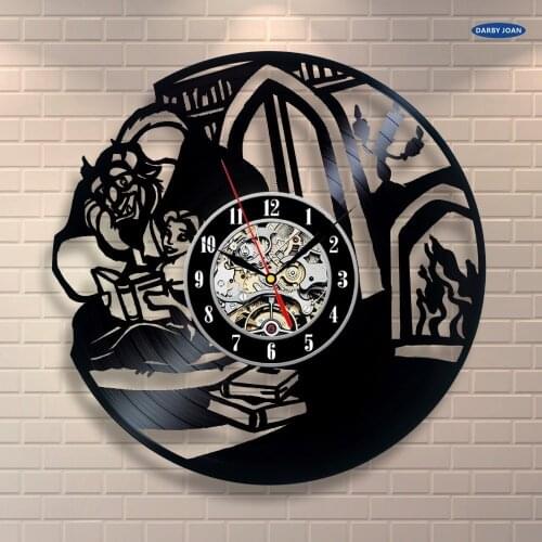 Wall clock Beauty And The Beast Wall Art Vinyl Record Clock Home Decor Interior Design