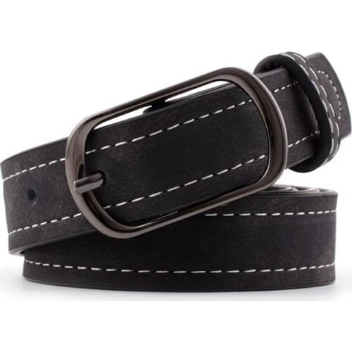 2019 New Womens Black Brown Thin Leather Waistband Belt Riem Ladies Retro Vintage Pin Buckle Strap Girdle Belts for Women Jeans