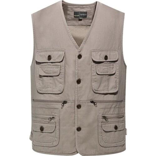 NEW Men Multi-Pocket Classic Waistcoat Male Sleeveless Unloading Solid Coat Work Vest Photographer Tactical Masculino Jacket
