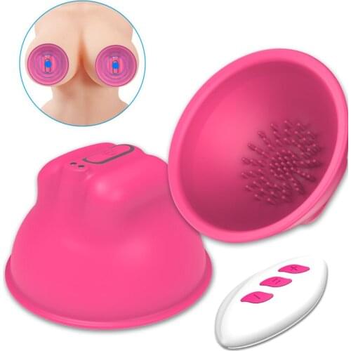 Nipple Sucker Vibrator 12 Modes Powerful Nipple Massager Stimulation Wireless Remote Breast Pump Enlargement Sex Toys for Women