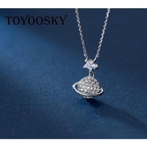 Clear CZ Star Universe Planet Pendants Necklace for Women 925 Sterling Silver White Shinning Zircon Fine Jewelry Necklaces