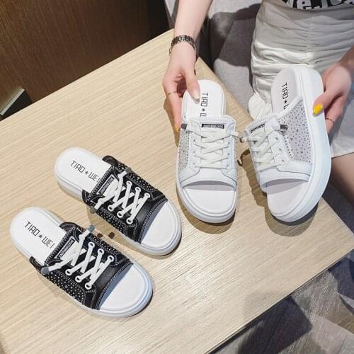 LAASIMI Women Fashion Wedges Plaatform Slippers for Ladies Genuine Leather Mesh Summer Slides Korean Style Modern Slippers 2021