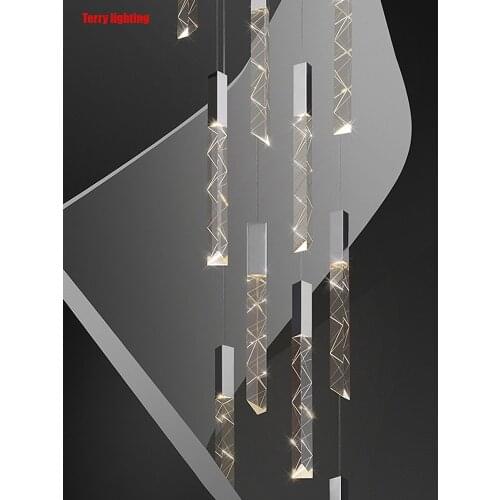 Loft modern K9 crystal chrome plated led chandelier floor chandelier in staircase Hotel Luxury ceiling lamp chandelier