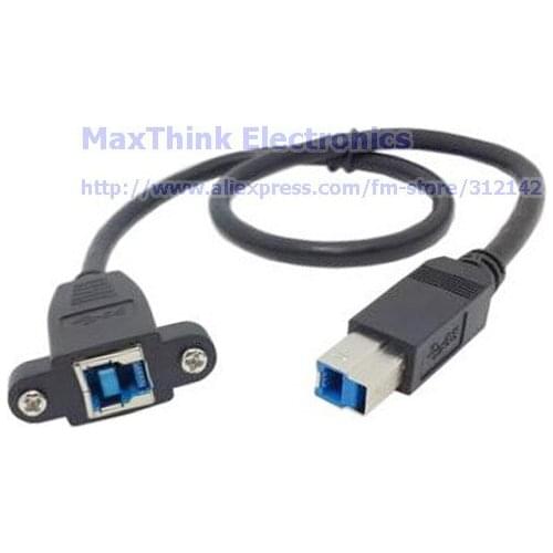 Super Speed USB 3.0 Back Panel Mount Female To Male B type Extension Cable, 50cm,5pcs , Free shipping