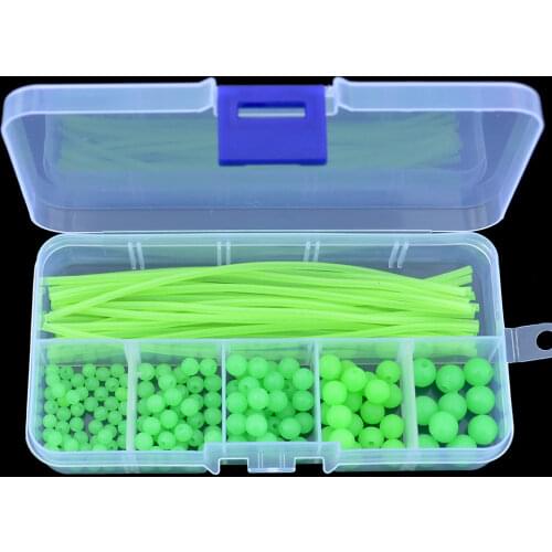 Luminous Fishing Beads Tube 170pcs/set Soft Rubber Floating Glow Fishing Beads Fishing Rig Tube Sleeve Accessories