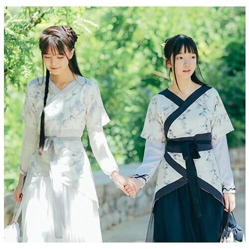 Unique Design Chinese Style Hanfu "Lanruoci" and "Qingpingdiao" Tops Blouse Outwear