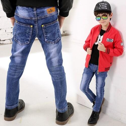 Retail 2020 spring children new casual Jeans Pants Kids fashion letters label denim Pants for big Boys 4-9 years