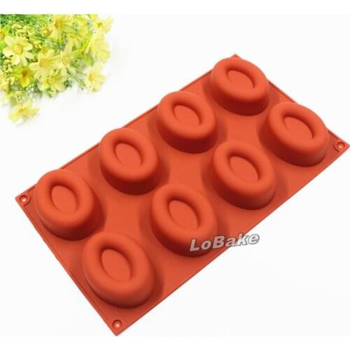 High grade 8 cavities oval doughnut shape silicone mold soap moldes chocolate tools fondant molds biscuit mould DIY bakery