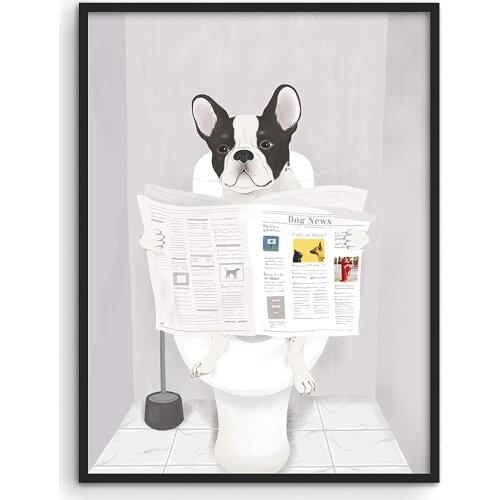Funny Dog Bathroom Decor Funny Bathroom Wall Art of Dog Poster Posters Dog Bathroom Signs and Funny Art UNFRAMED