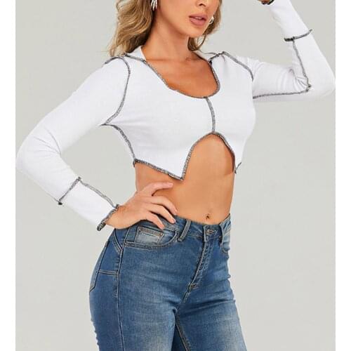 Women Shirt 2021 New Fashion Casual Knitted Skin-friendly Women Contrast Color Crop Top for Spring Summer топик женский