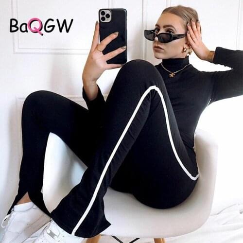 BaQGW Turtleneck Sport Wear Casual Jumpsuit Women Side Striped Skinny Sexy Playsuit Female Zip Stretch Fitness Rompers Overalls
