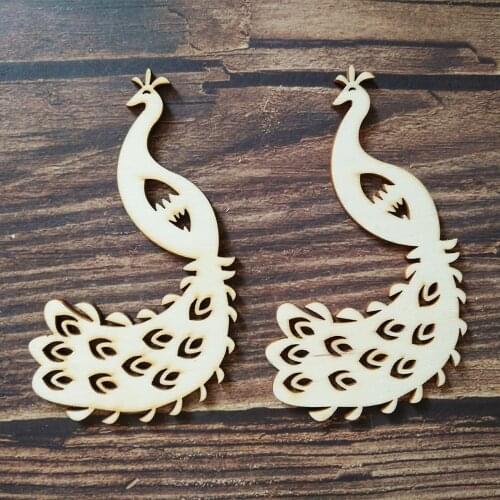 10pcs Laser Cut Unfinished Wooden Peacock Home Decor Wall Hanging Art Wedding Decorations DIY Craft Scrapbooking