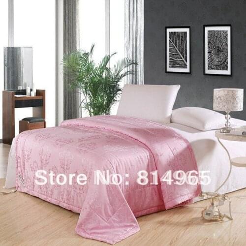 Handmade High Quality 200GSM Full Or Make Any Size 100% Mulberry Silk Filled Spring/Fall/Autumn Pink Duvet Quilt Comforter