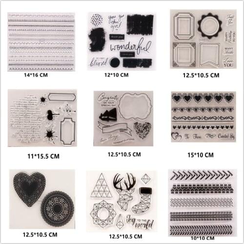 26 Styles) 2021 New Geometric Lace Clear Stamps DIY Scrapbooking Craft Supplies Silicon Seal Custom Card Album ink pad Stamping