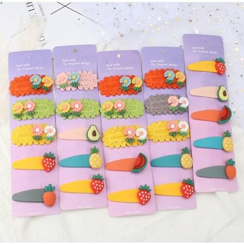 5PCS Cartoon Fruit Flowers Princess Hair Clip Children Pineapple Hairpins Hair Accessories Girls Bangs Clips Kids Cute Headdress