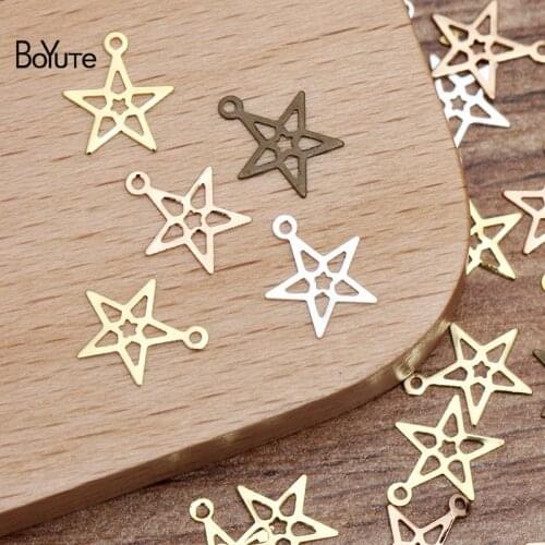 BoYuTe 1000Pcs 8MM Filigree Star Charm 4 Colors DIY Fililgree Brass Jewelry Materials