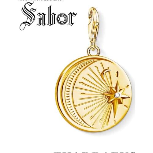 Vintage Moon Star Charm For Women Men Trendy Golden color Jewelry Fit Bracelet Necklace Phone Chain Keyring thomas