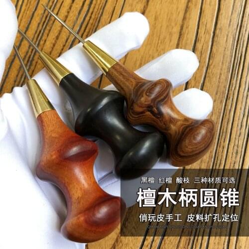DIY leather sewing tool,Leather awl with sandalwood handle,leather tool