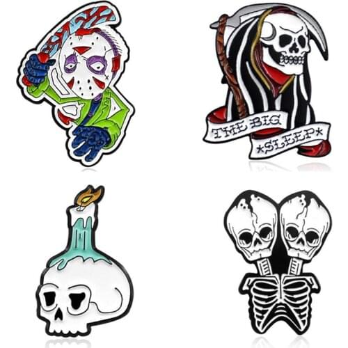 Skull Pins Enamel Badges Brooches For Backpack Womens Anime Badges Enamel Brooch Metal Pin For Clothes Deadpool Badges Avatar