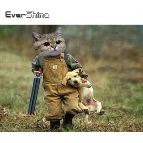 Evershine Diamond Painting Cat And Dog Diamond Embroidery With Full Square Animal Cross Stitch Diamond Mosaic Rhinestone Picture