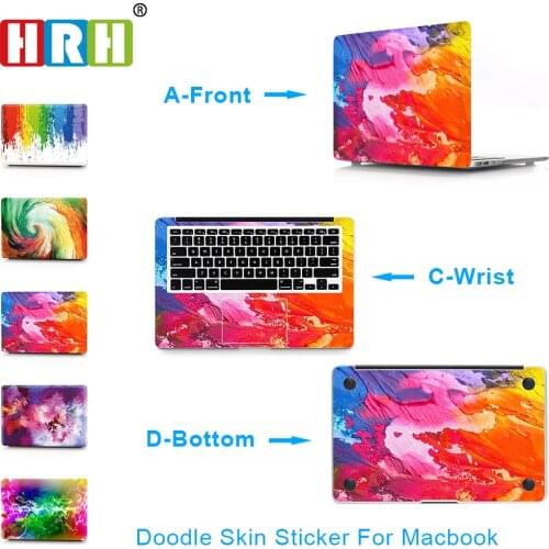HRH 3 in 1 Doodle Laptop Decal Sticker Case For Apple Macbook Air Pro 11 12 13 15 Inch Guard Protective Cover Skin Wholesale
