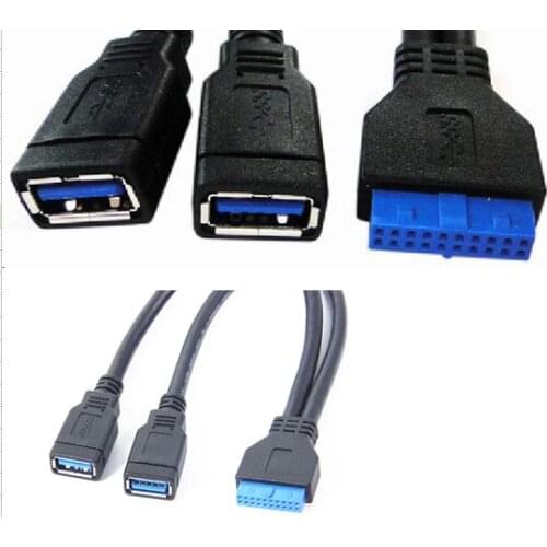 USB 3.0 adapter cable 20 pin to usb3.0 motherboard cable 20 pin to 2port external conversion cable