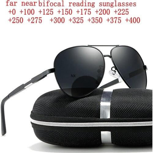 Classic Fashion Pilot Bifocal Reading Glasses Men Sports Hyperopia Eyeglasses Outdoor Magnifier Presbyopic Sunglasses Reader NX