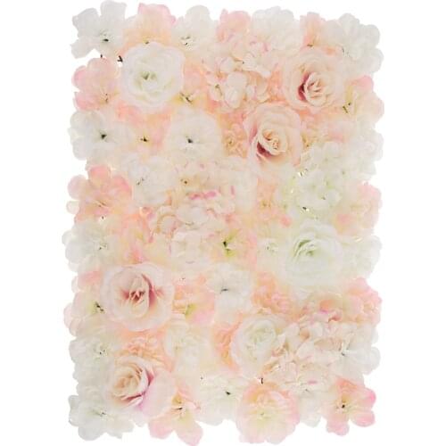 Pack of 2 Pack of 6 Upscale Artificial Silk Flower Wall Panel Photo Prop Wedding Stage Backdrop 18x 24 inch White And Champagne