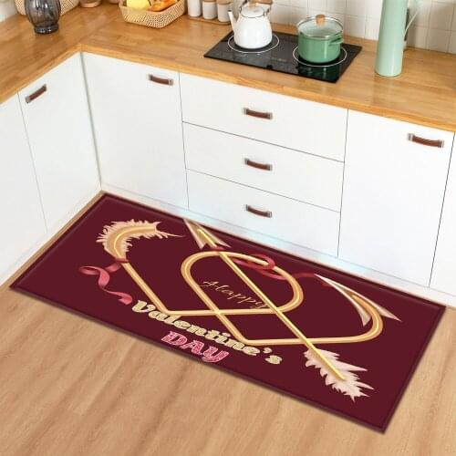 Valentines Day Kitchen Rug Home Entrance Doormat Bedroom Living Room Decoration Carpet Hallway Balcony Bath Anti-Slip Floor Mat