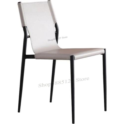 Custom Saddle Leather Dining Chair Home Light Luxury Backrest Chair Hotel Restaurant Minimalist Book Chair Industrial Style Nord