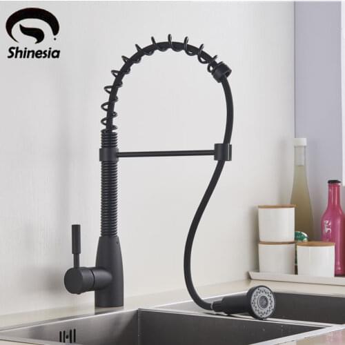 Matte Black Kitchen Faucet Pull out Sprayer Mixer Tap Sink Faucet 360 Rotation Kitchen Faucet Hot and Cold Water