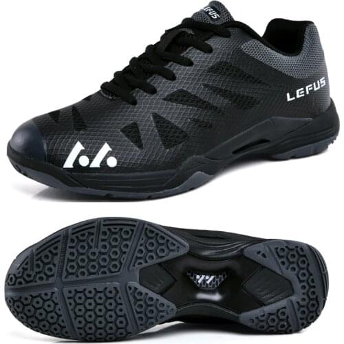 2020 New Brand Mens Badminton Shoes Lightweight Training Cow Muscle Tennis Shoes Black Orange Men Anti Slip Badminton Sneakers