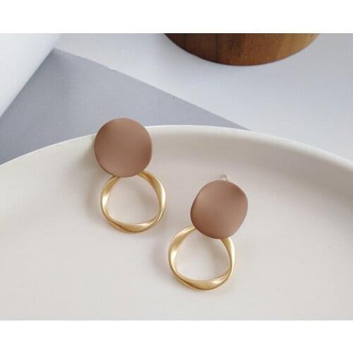 Autumn Winter New Brown Earrings Vintage Matte drop Earrings for women Metal Fashion Statement Dangle Earring 2021 Trend Jewelry