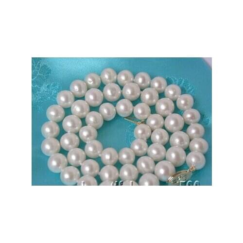 N1557 NATURAL 17" 9mm white round fw pearls necklace 14 kgold Factory Wholesale price Women Gift word Jewelry
