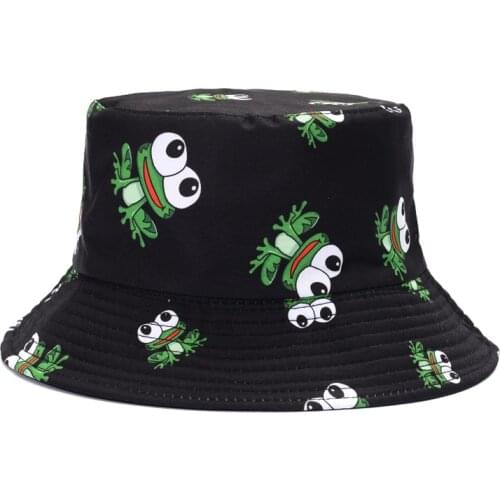 Fashion Frog Bucket Hat For Women Summer Travel Panama Outdoor Men Hiking Beach Fisherman hat Sunscreen Reversible Sun Hat Bob