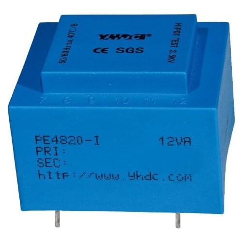PE4820-I Power 12VA input 110V Output 2*24V 50-60Hz Vaccum Epoxy Encapsulated PCB Welding Isolation Transformer