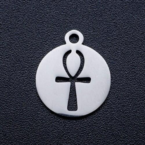 10pcs/lot Egypt Cross DIY Jewelry Charms Wholesale 100% Stainless Steel Pendant Accessories Finding Charm Supplies
