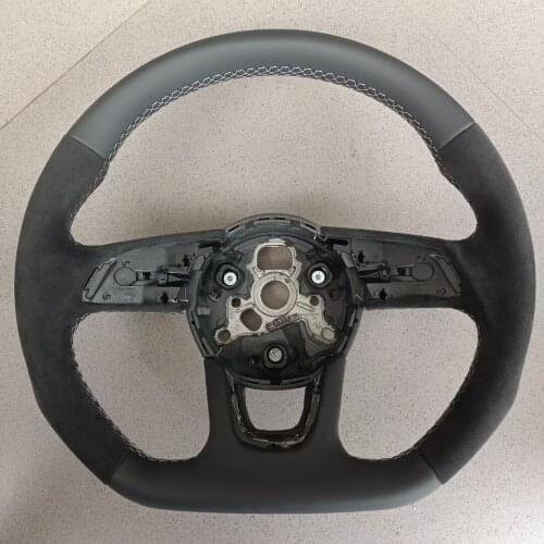 Half Perforated Leather Steering Wheel Flat Bottom for Audi Q5 Q3 A3 2013-2016