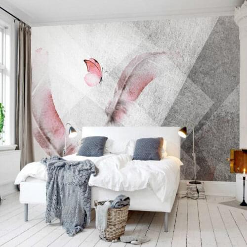 Custom 3D Geometry Polygon Background Watercolor Feather Butterfly Mural Wallpaper 3D Living Room Bedroom Wall Papers Home Decor