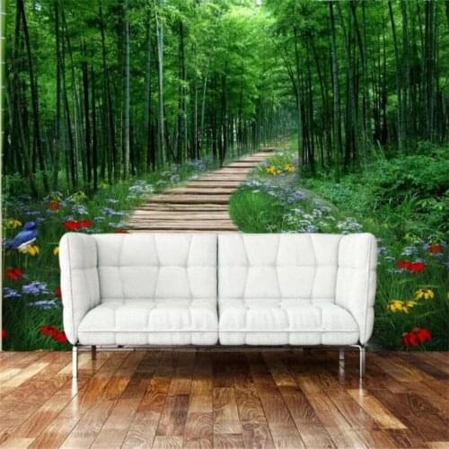 Custom photo wallpaper 3D stereo custom green bamboo forest wallpaper mural HD non-woven landscape wallpaper